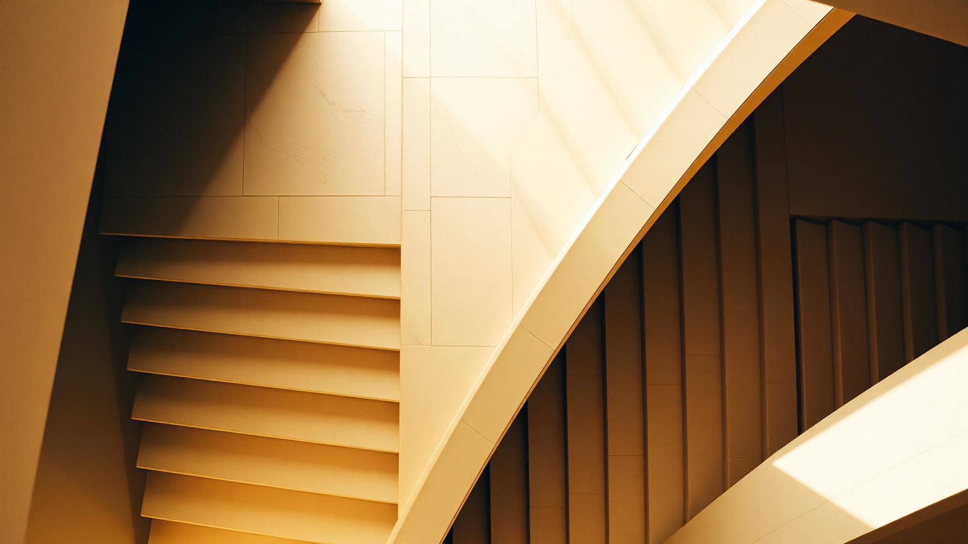 Layered interior planes receding into soft shadow